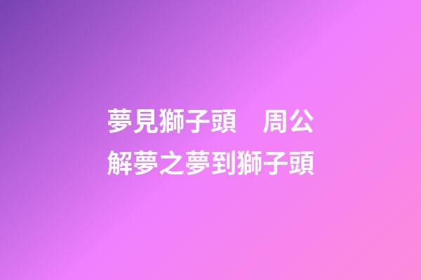 夢見獅子頭　周公解夢之夢到獅子頭